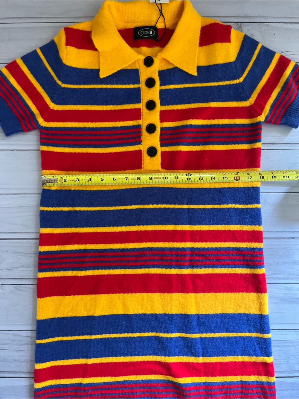 New women’s Cider sweater stripe short sleeve collar retro inspo.Large - Picture 12 of 12